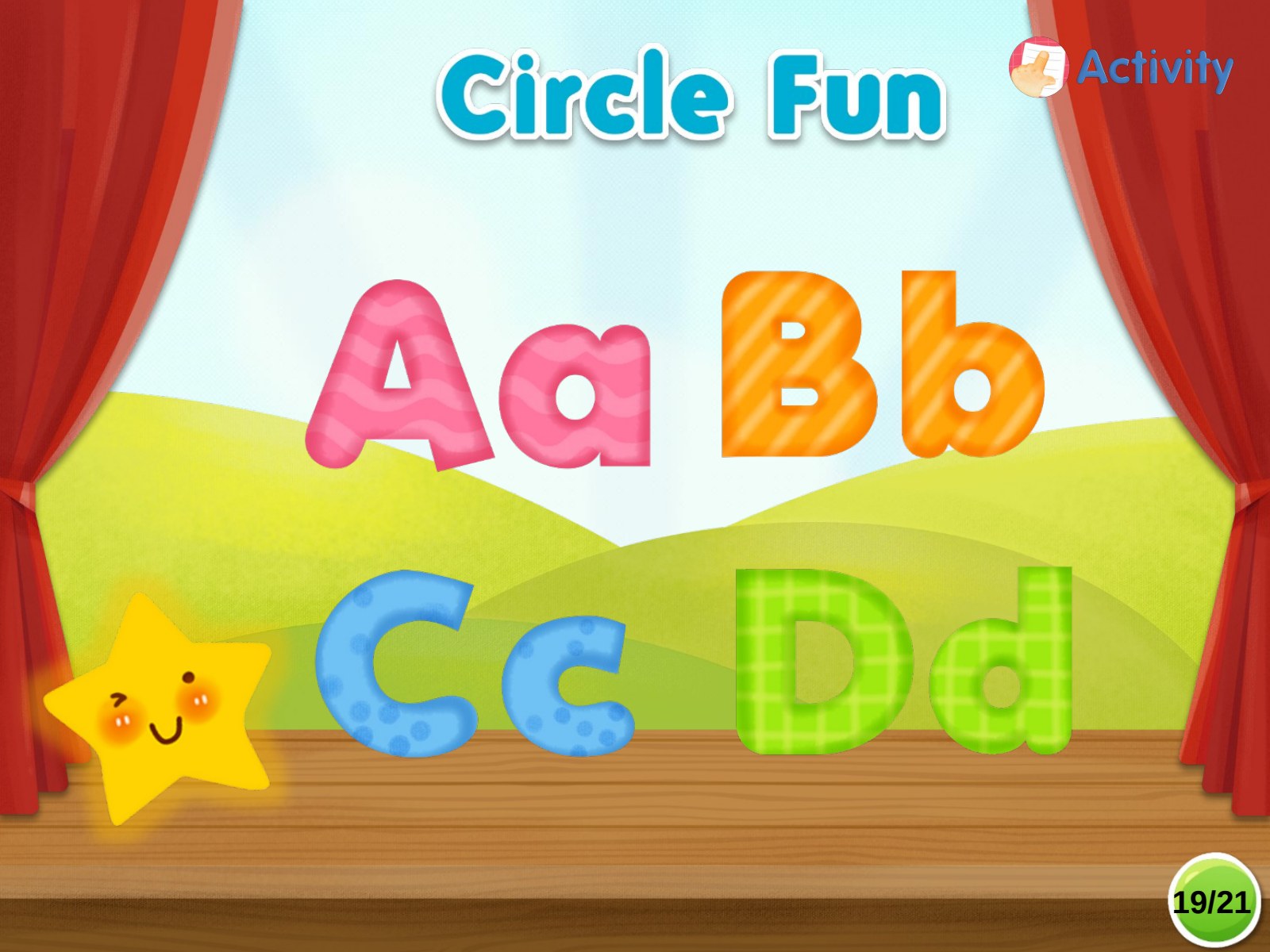 Level 2:字母辨认,观察并辨认大小写字母 Aa、Bb、Cc、Dd。
