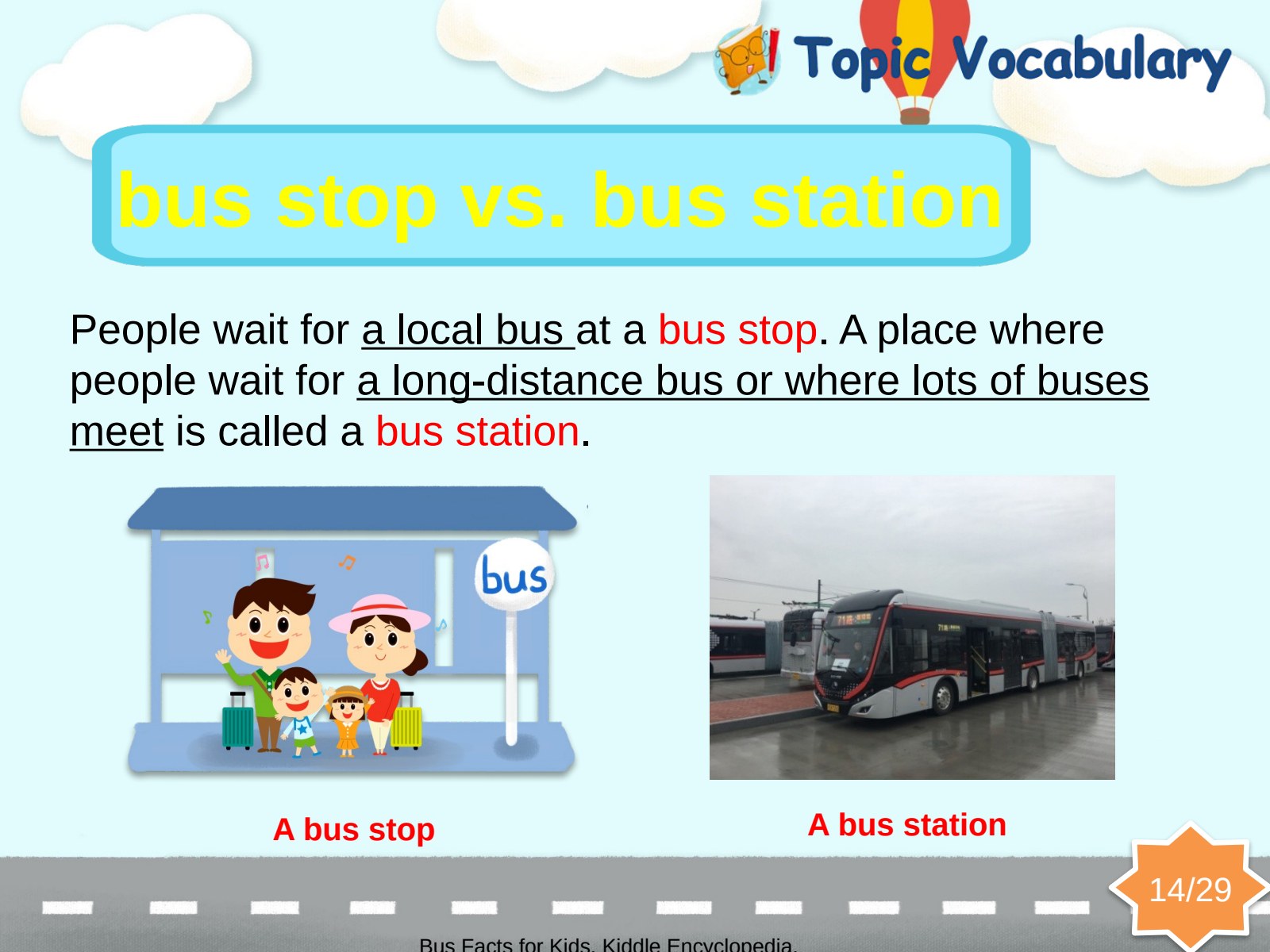 Level 6:公交站点与汽车站,结合图片,对照 bus stop 与 bus station。